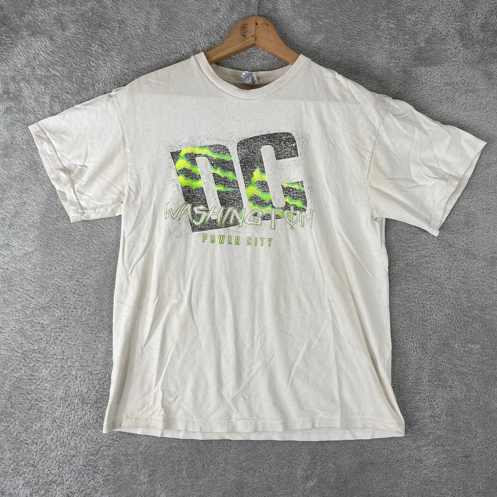 Monster Energy Shirt Mens Large White DC Washington Power City Y2K Skater